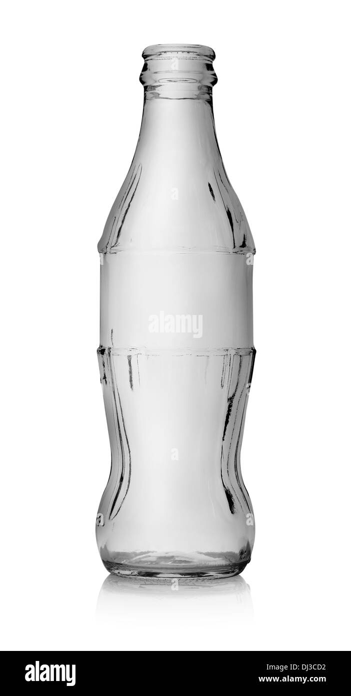 Bottiglia vuota di cola isolato su uno sfondo bianco Foto Stock