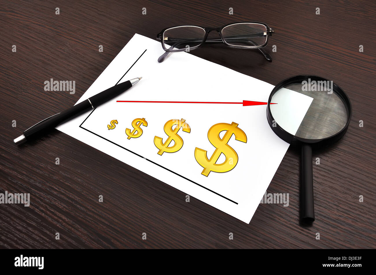 Note SCHEMA DI profitti dollaro sulla tabella imprenditore Foto Stock