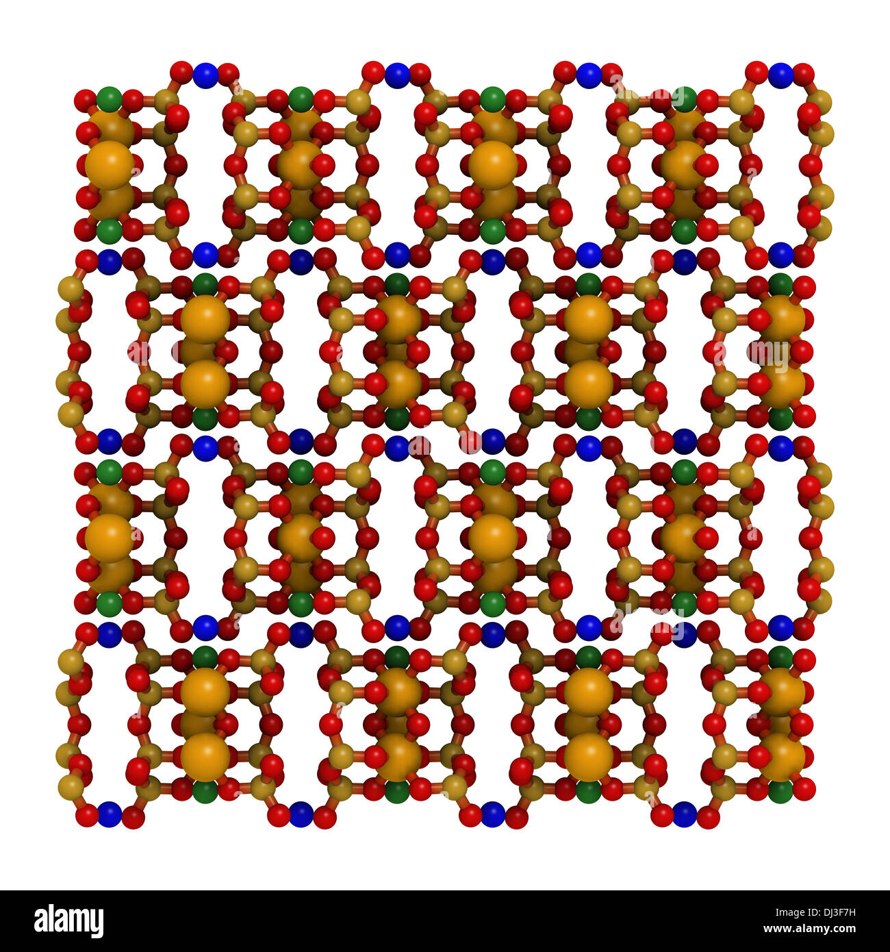 Amianto antofillite, struttura cristallina. La forma fibrosa di questo minerale è un tipo di amianto, utilizzato nei materiali da costruzione. Foto Stock