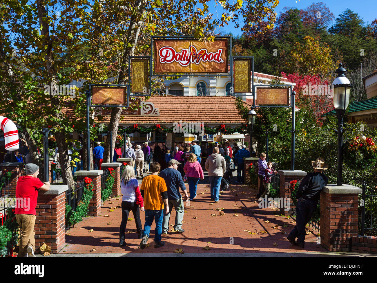 Ingresso a Dollywood theme park, Pigeon Forge, Tennessee, Stati Uniti d'America Foto Stock