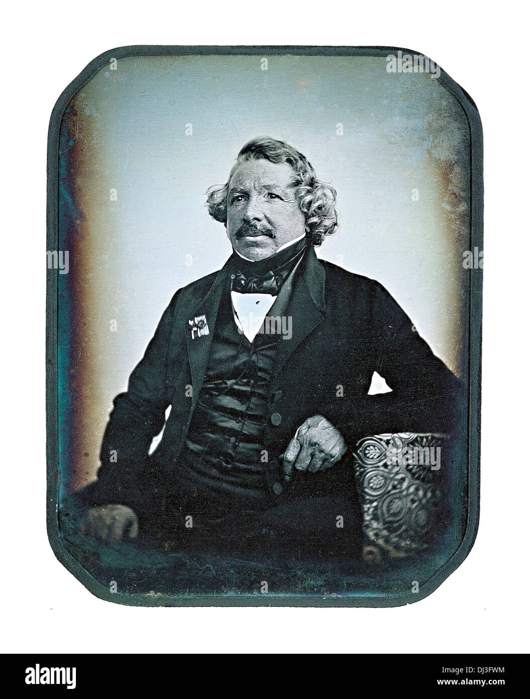 Immagine daguerreotipo di Louis Daguerre nel 1844 di Jean-Baptiste Sabatier-Blot Louis Daguerre artista e fisico francese, inventore del Daguerreotype Foto Stock