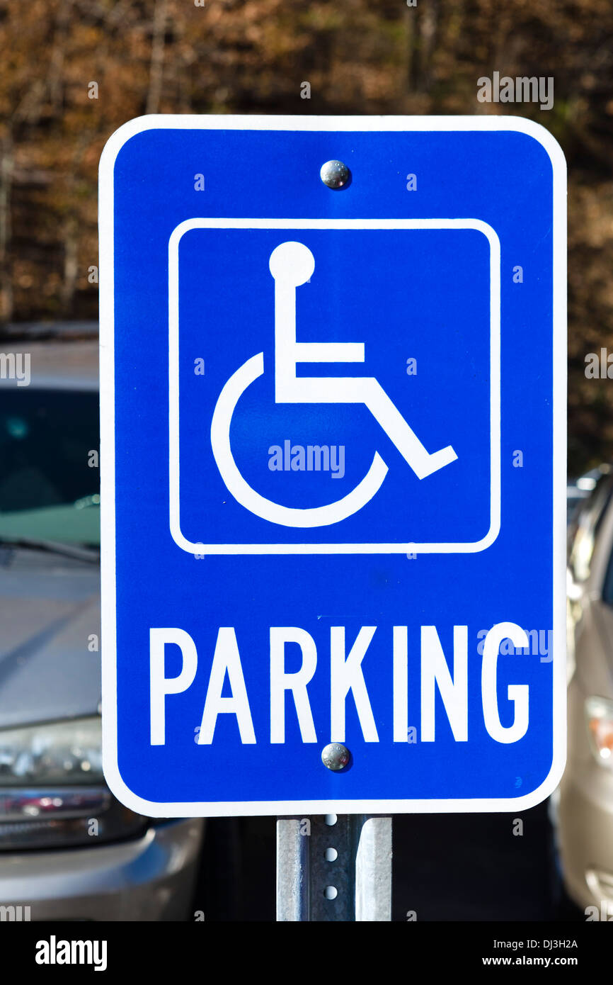 Parcheggio Disabili segno, STATI UNITI D'AMERICA Foto Stock