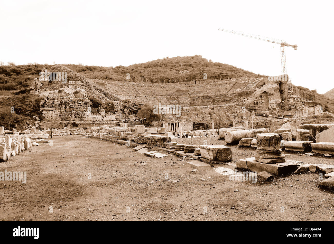 Il Grand Theatre di Efeso seppia Foto Stock