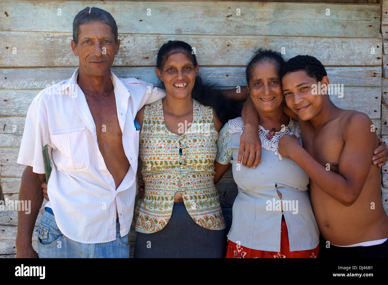 Famiglia cubana, La Barigua, Cuba Foto Stock