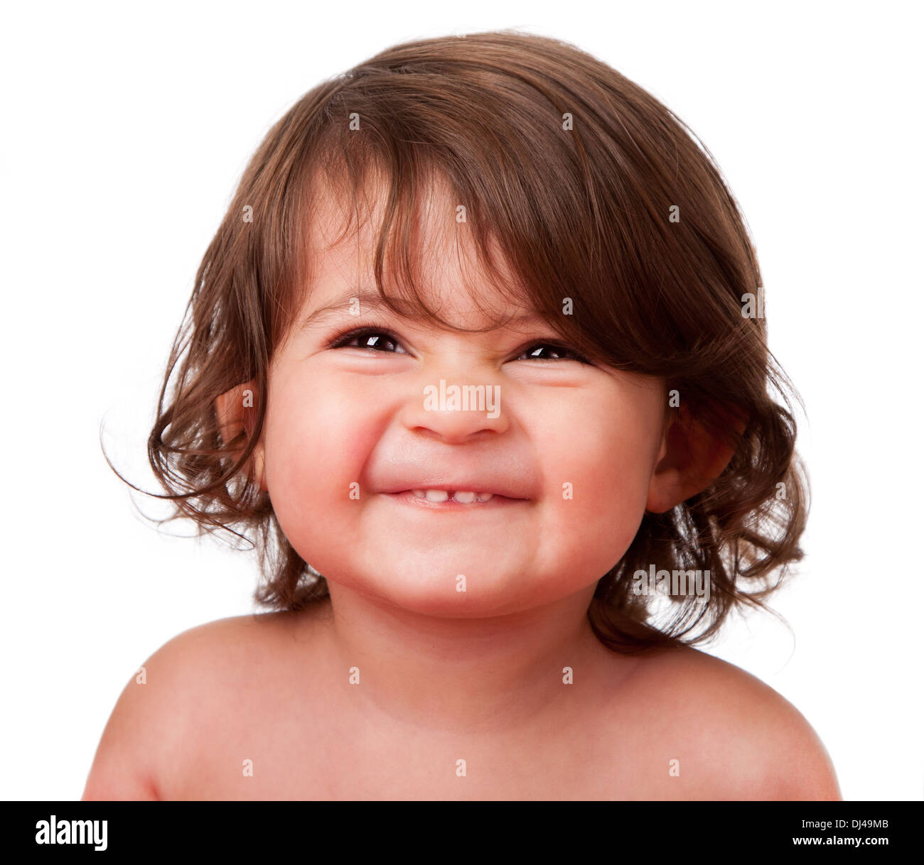 Funny happy baby toddler faccia Foto Stock