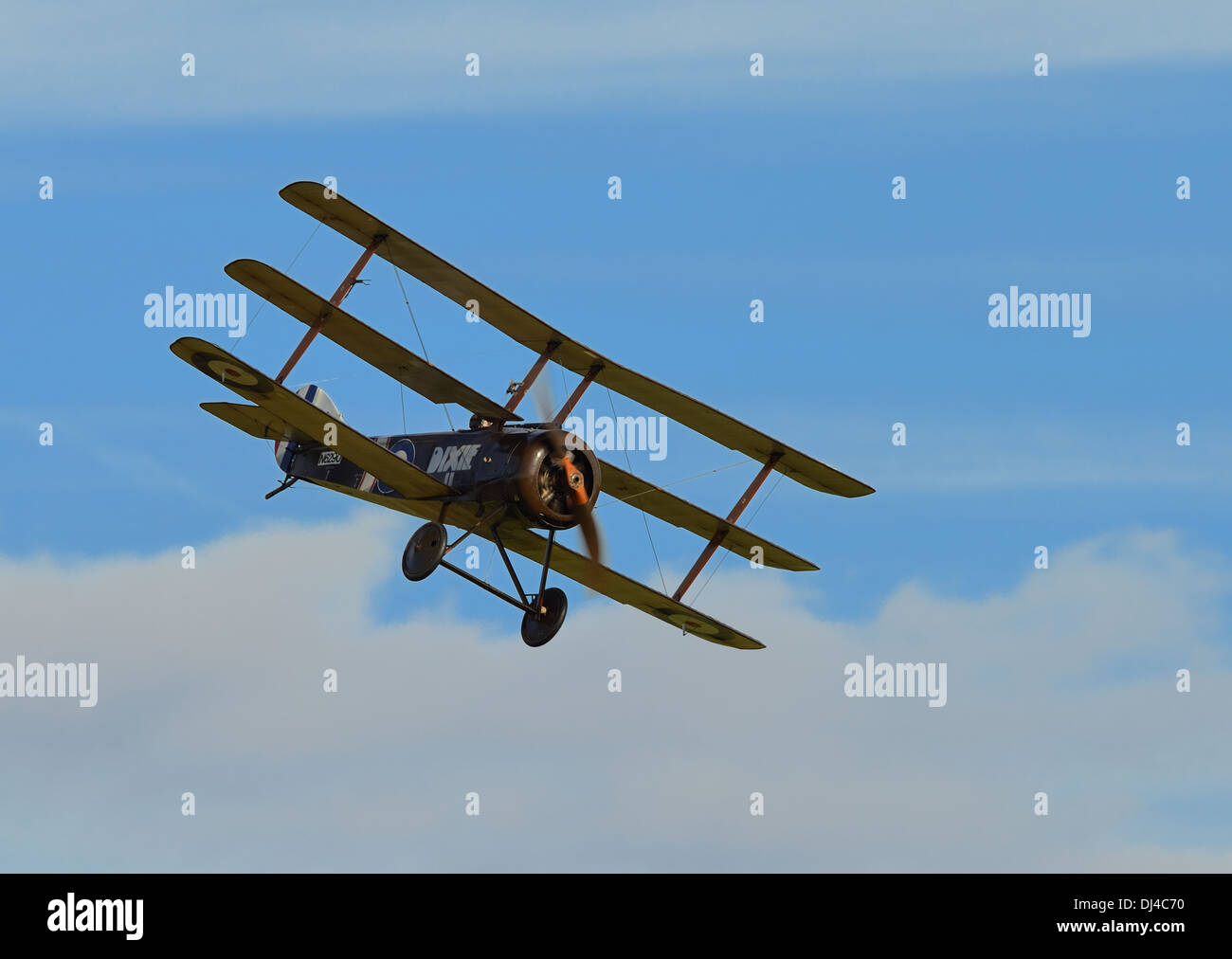 Triplano Sopwith,vintage RAF WW1 aereo da combattimento da Shuttleworth collection.Ottobre battenti giorno 2013.Biggleswade REGNO UNITO Foto Stock