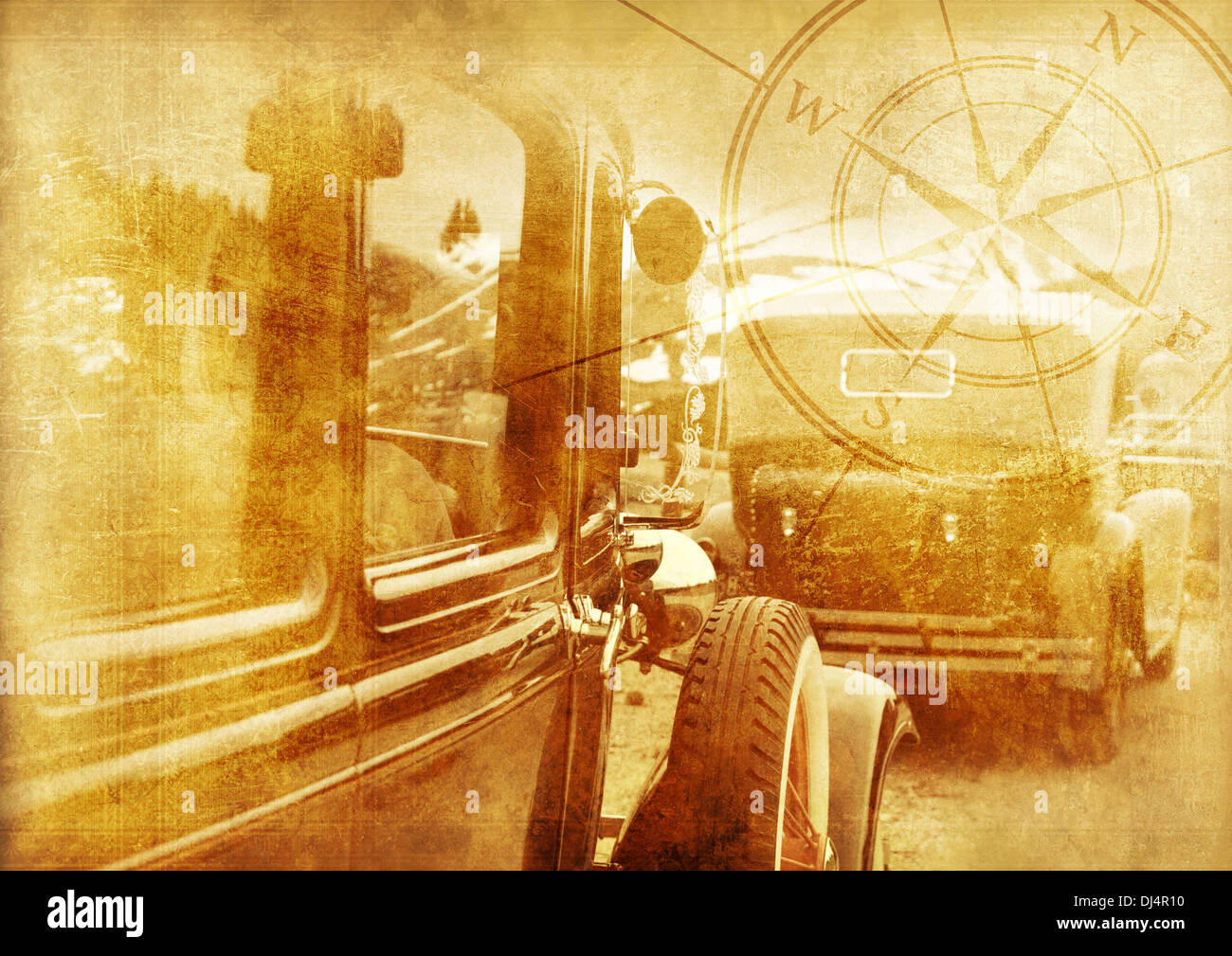 Sfondo Oldtimers - Classic Cars Vintage Background. La storia della Collezione di trasporto. Foto Stock