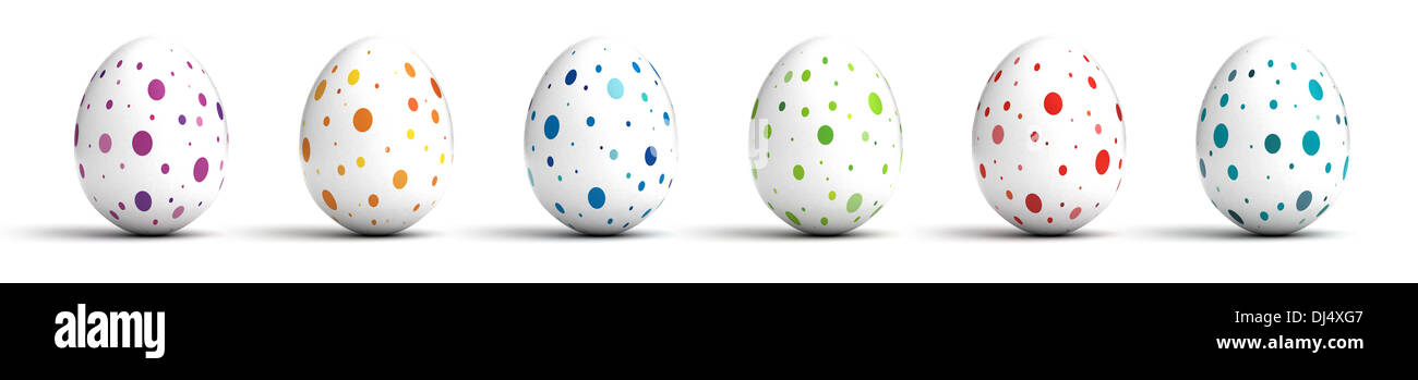 Le uova di pasqua su sfondo bianco (Computer immagine generata) Foto Stock