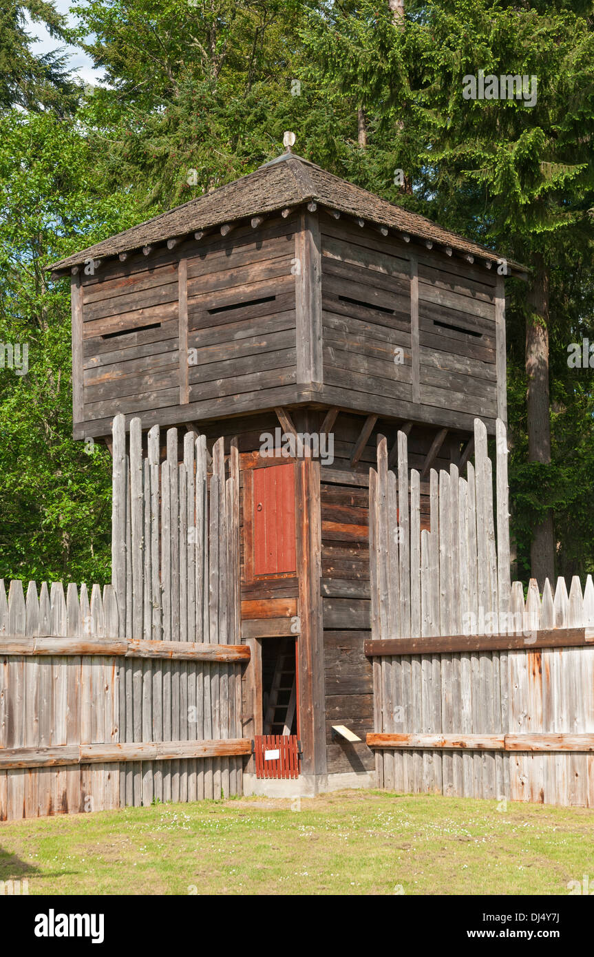 Washington, Tacoma, Fort Nisqually, stabilito 1833 da Hudson's Bay Company, bastione Foto Stock