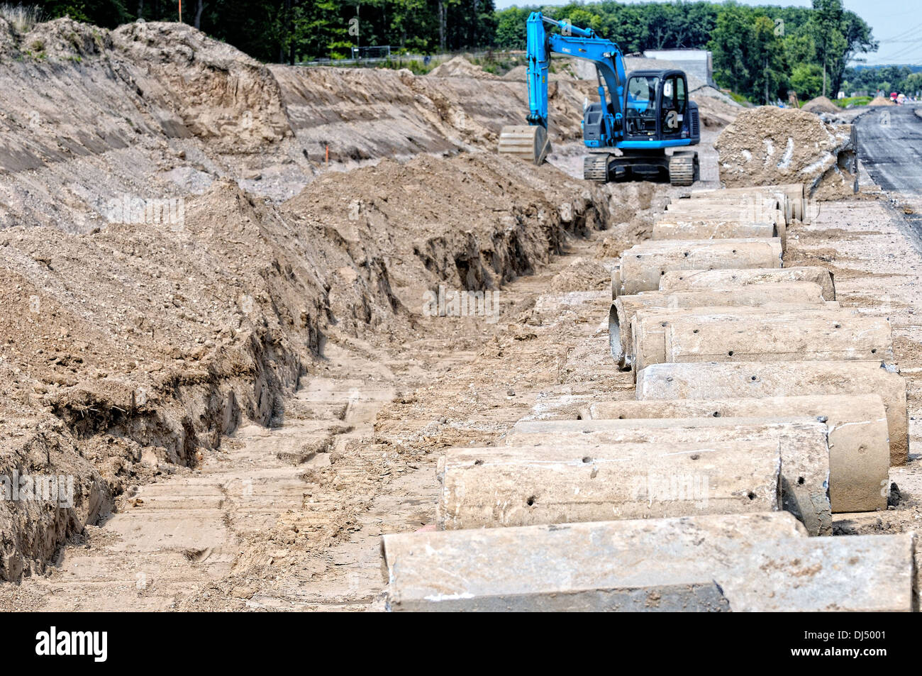 Sito di fognature Costruzione Foto Stock