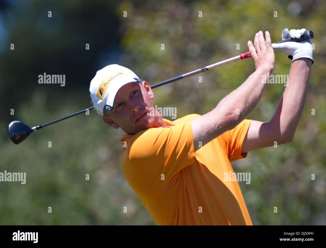 Melbourne, Australia. 22 Novembre, 2013. Marcel Siem di Germania compete durante il secondo turno di Coppa del Mondo di torneo di golf presso il Royal Melbourne Golf Club di Melbourne, Australia, nov. 22, 2013. Credito: Bai Xue/Xinhua/Alamy Live News Foto Stock