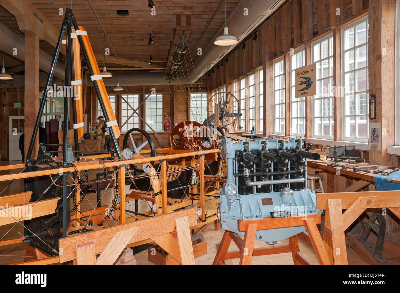 Washington, Seattle, il Museo del Volo, rappresentazione di Boeing Airplane Co. fabbrica circa 1917 Foto Stock