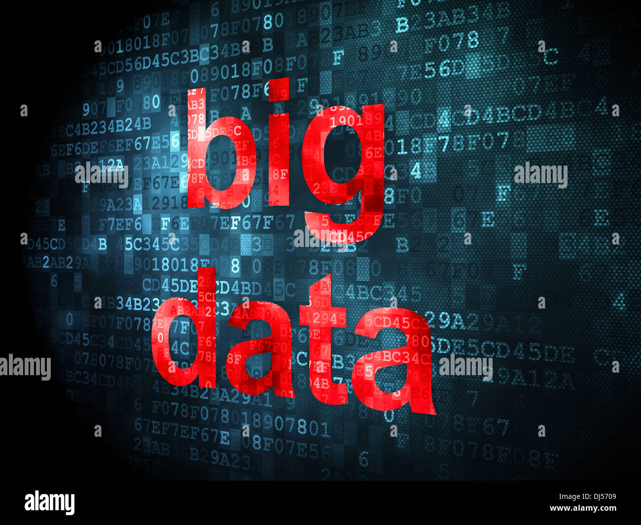 Concetto di dati: Big dati su sfondo digitale Foto Stock