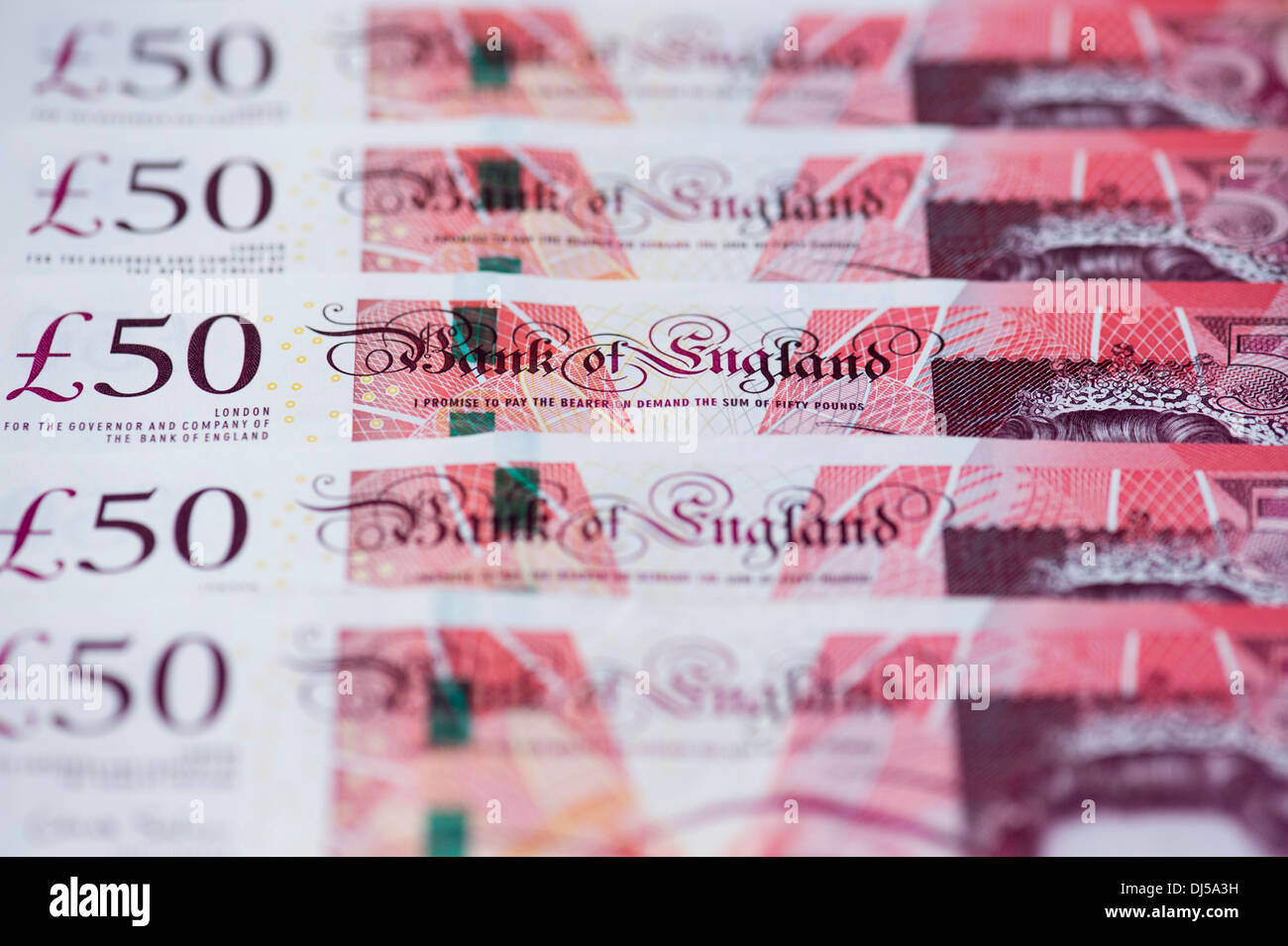 Inglese cinquanta pound nota pattern Foto Stock