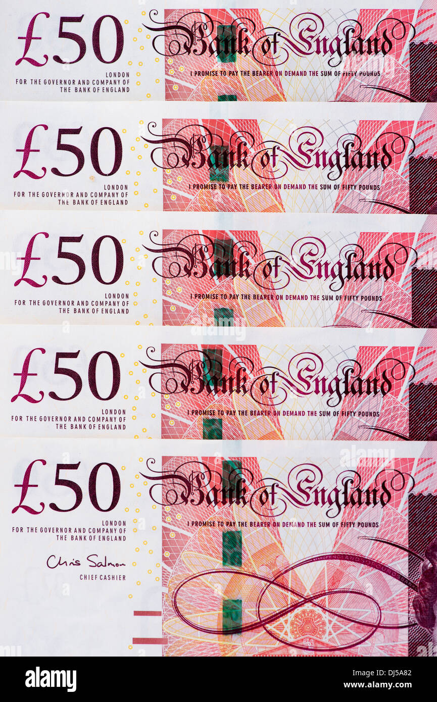 Inglese cinquanta pound nota pattern Foto Stock