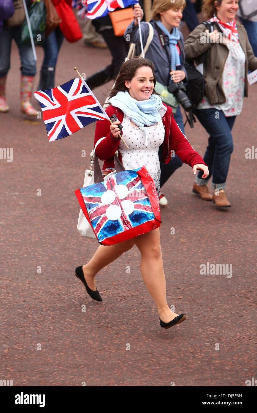 L'atmosfera della famiglia reale sul balcone di Buckingham Palace dopo il diamante della regina processione giubilare Londra Inghilterra - 05.06.12 Foto Stock