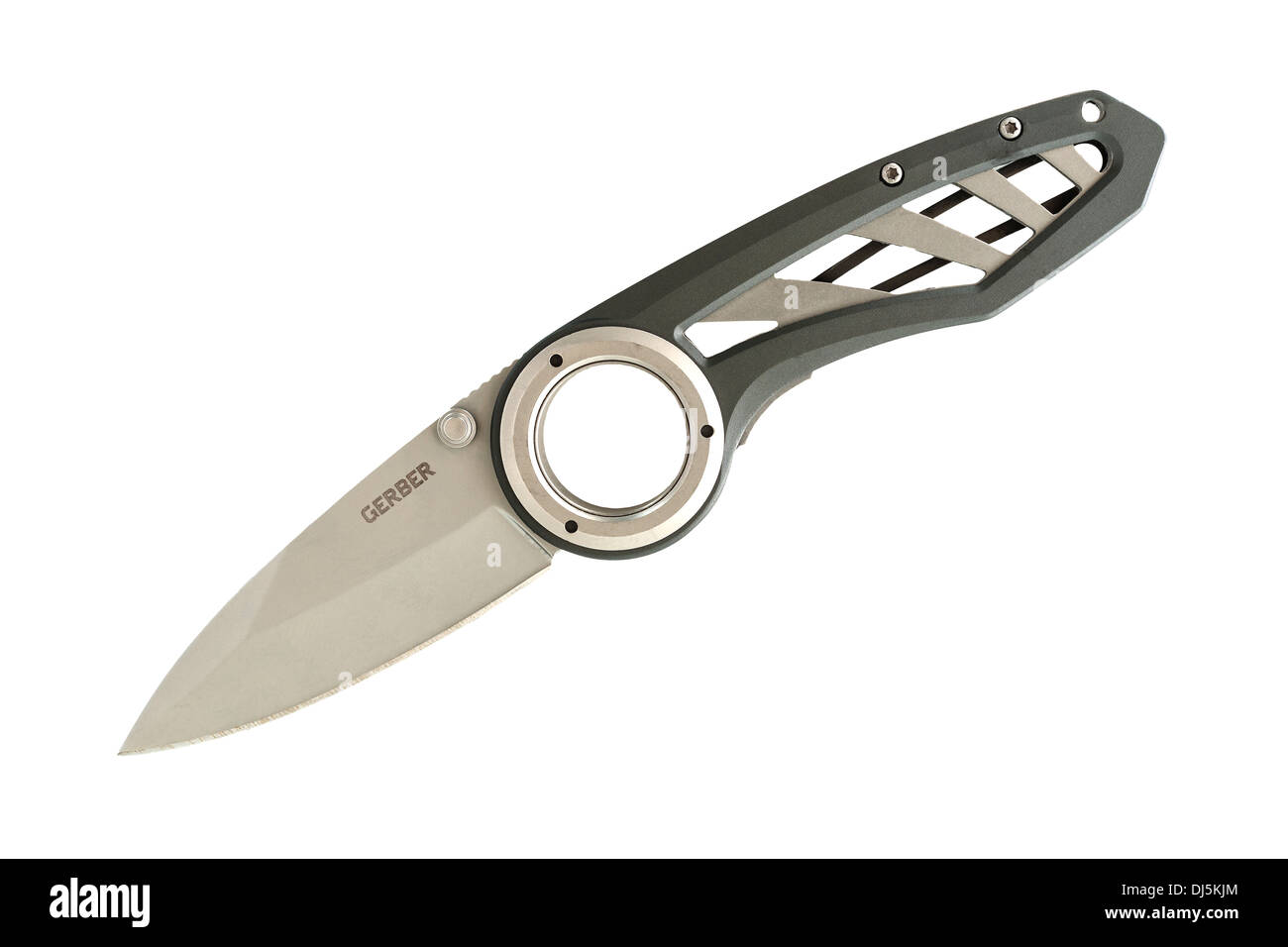 Una qualità elevata Gerber coltello da tasca su sfondo bianco Foto Stock