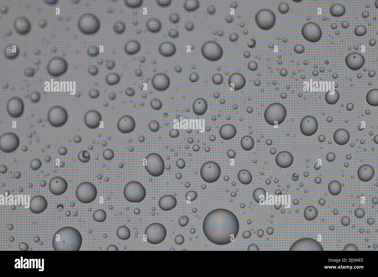 Le goccioline di acqua sullo schermo di un computer creare interessanti modelli. Può essere utile per lo sfondo o immagine sfondo Foto Stock