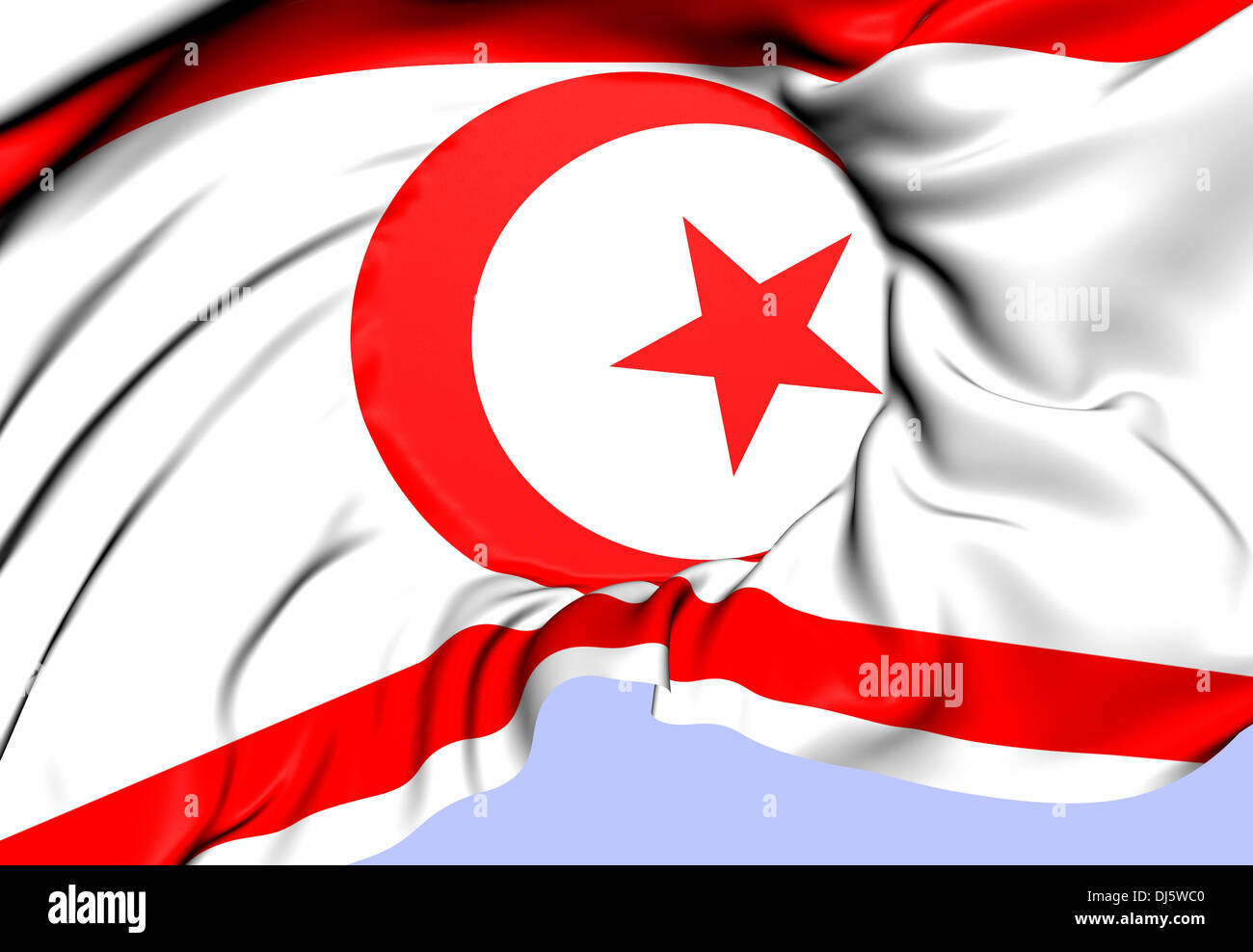 Repubblica turca di Cipro del Nord bandiera. Close up. Foto Stock