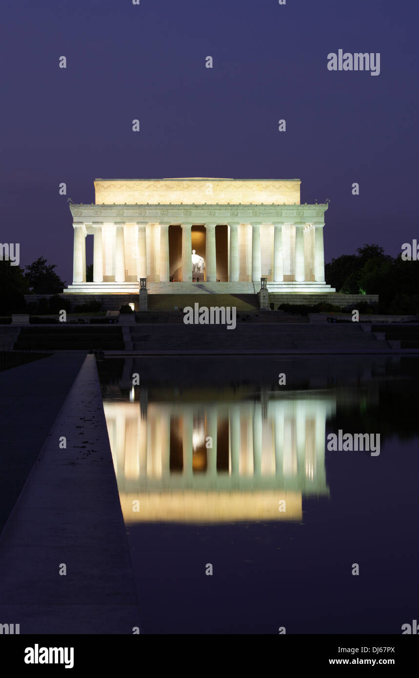 Lincoln Memorial al crepuscolo, Washington D.C., USA Foto Stock