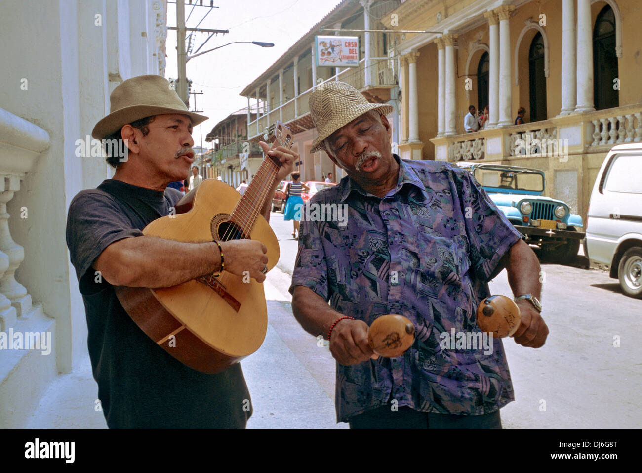 Cubana musicisti di strada, Santiago, Cuba Foto Stock