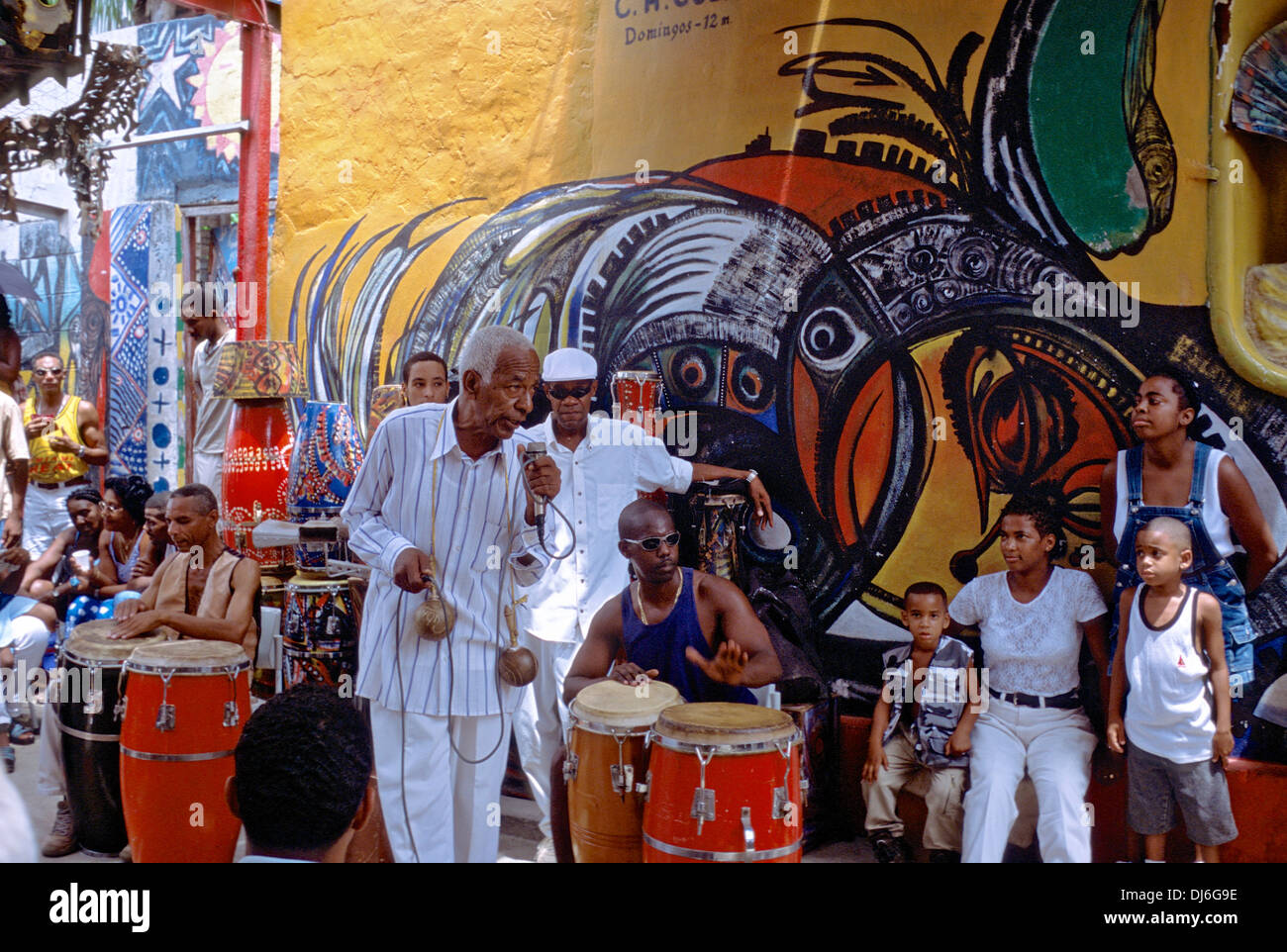 Rhumba band, Callejon de Hamel, Havana, Cuba Foto Stock