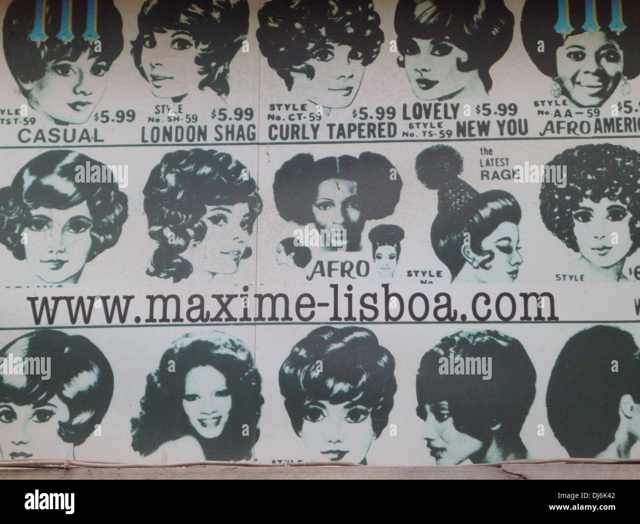 Retrò stili di capelli per un suggestivo poster pubblicitario di Lisbona, Portogallo Foto Stock