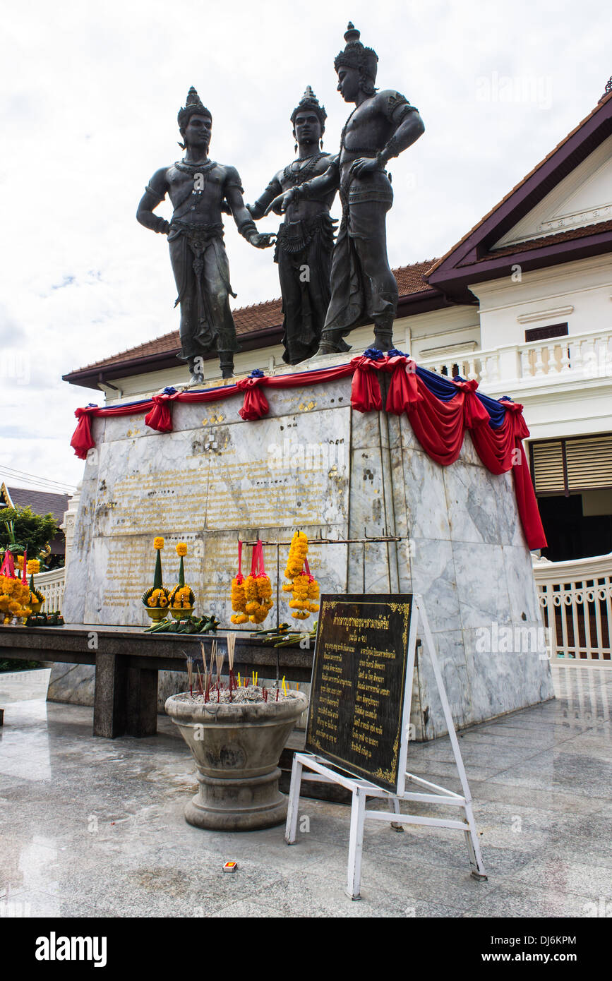 Tre Re monumento, Chiang Mai Foto Stock