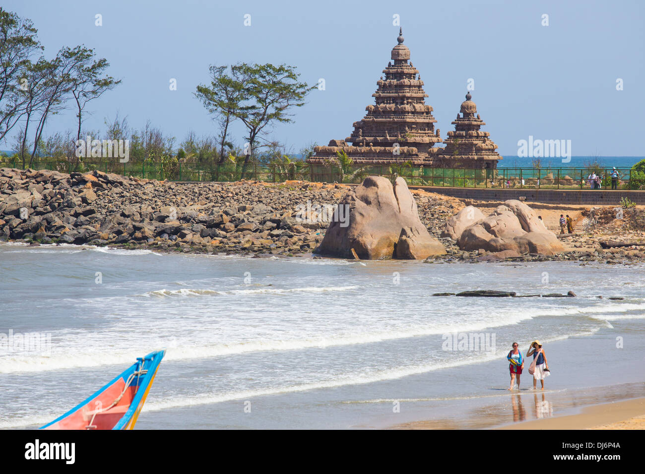 Tempio Shore Mahabalipuram o Mamallapuram, Tamil Nadu, India Foto Stock