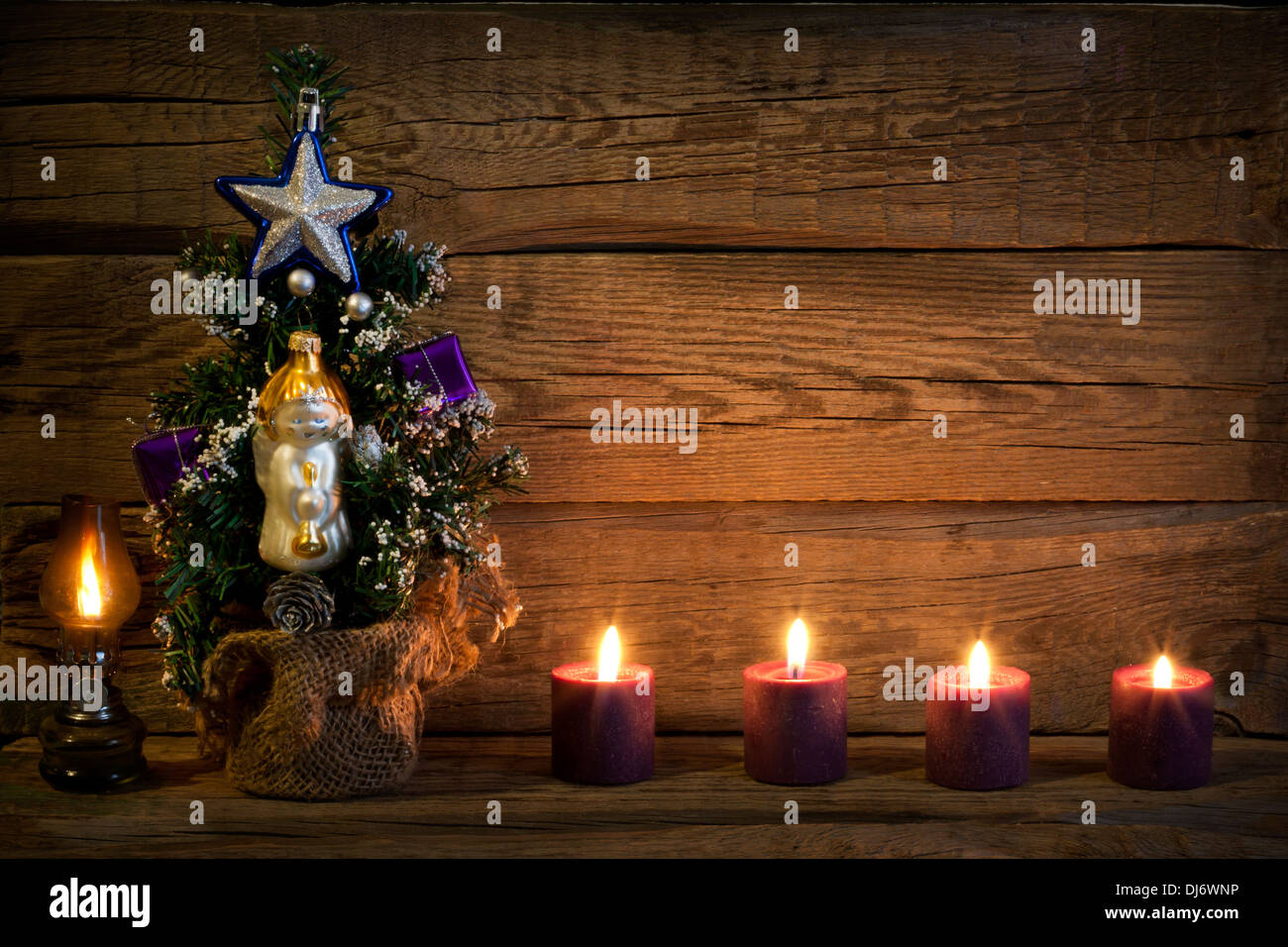 Vintage Christmas tree sfondo astratto con candele Foto Stock