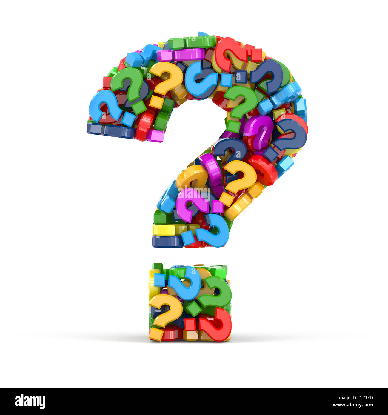 Questione simbolo bianco su sfondo isolato. Tridimensionale di concetto. 3d Foto Stock