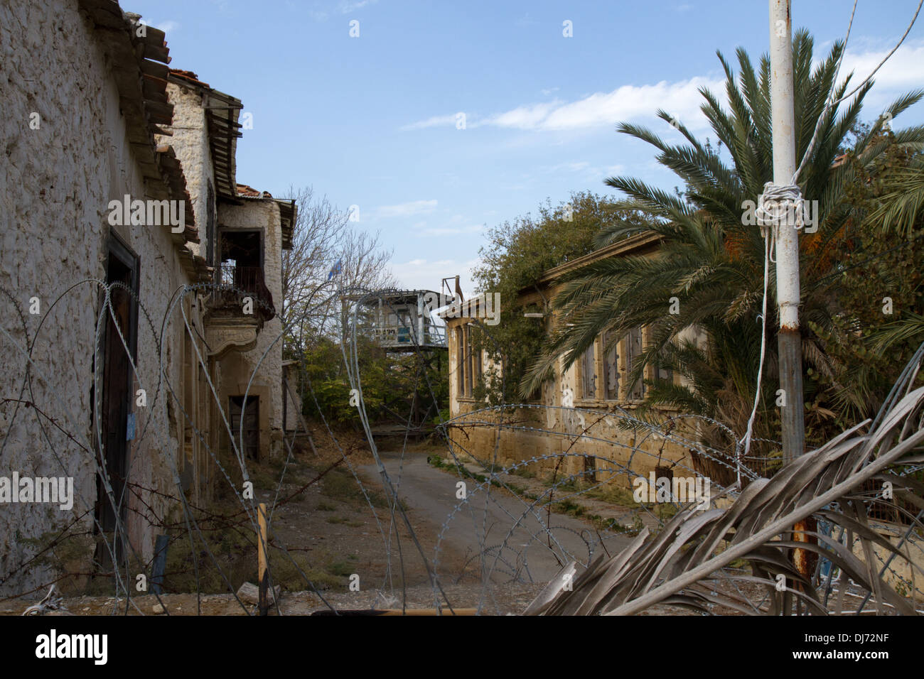 Nazioni Unite zona di buffer tra il nord e il sud di Nicosia, Cipro Foto Stock