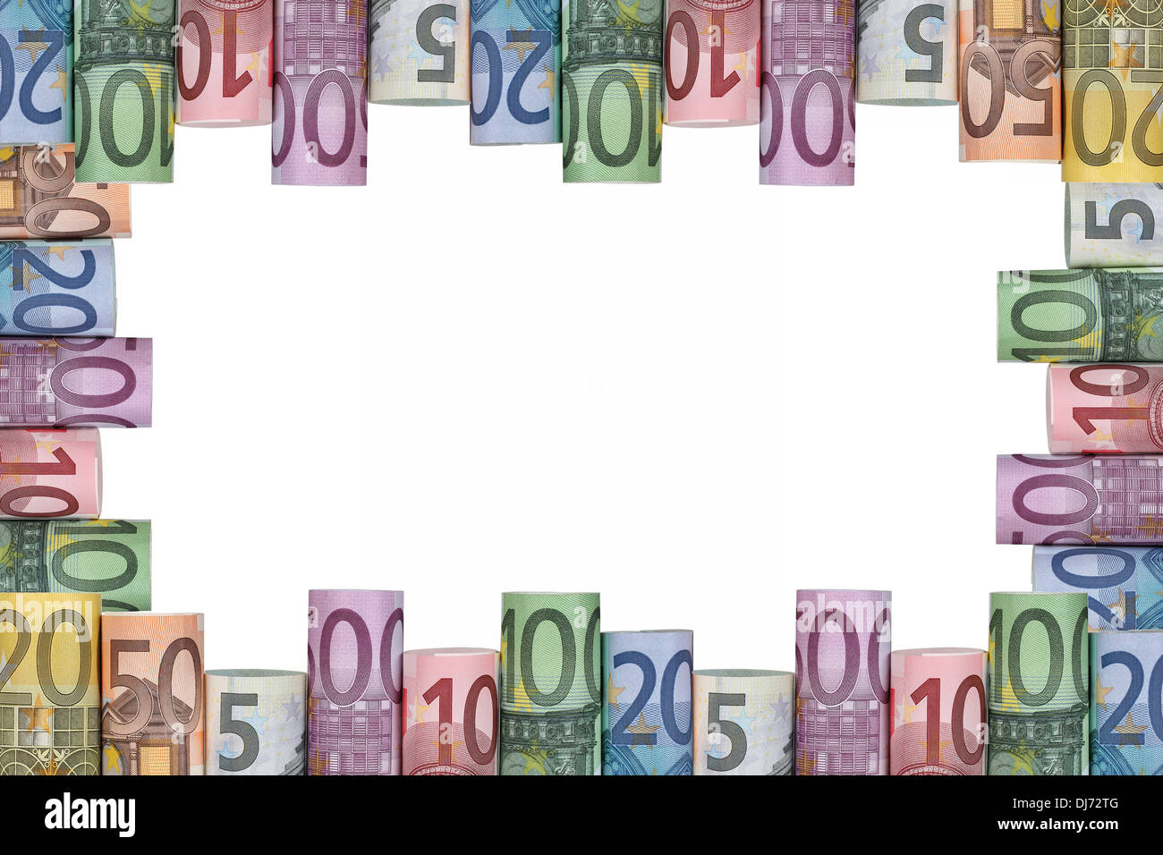 Tutte le banconote in euro dell'Unione europea valuta la formazione di una cornice Foto Stock