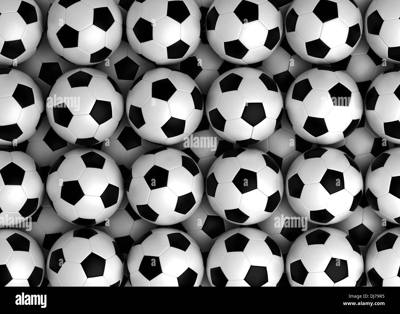 Sfondo con palloni da calcio (Computer immagine generata) Foto Stock