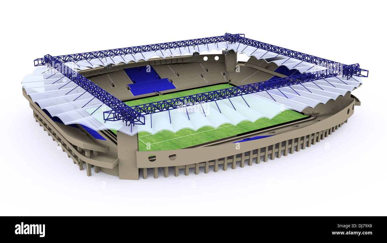 Stadio di calcio su sfondo bianco (Computer immagine generata) Foto Stock