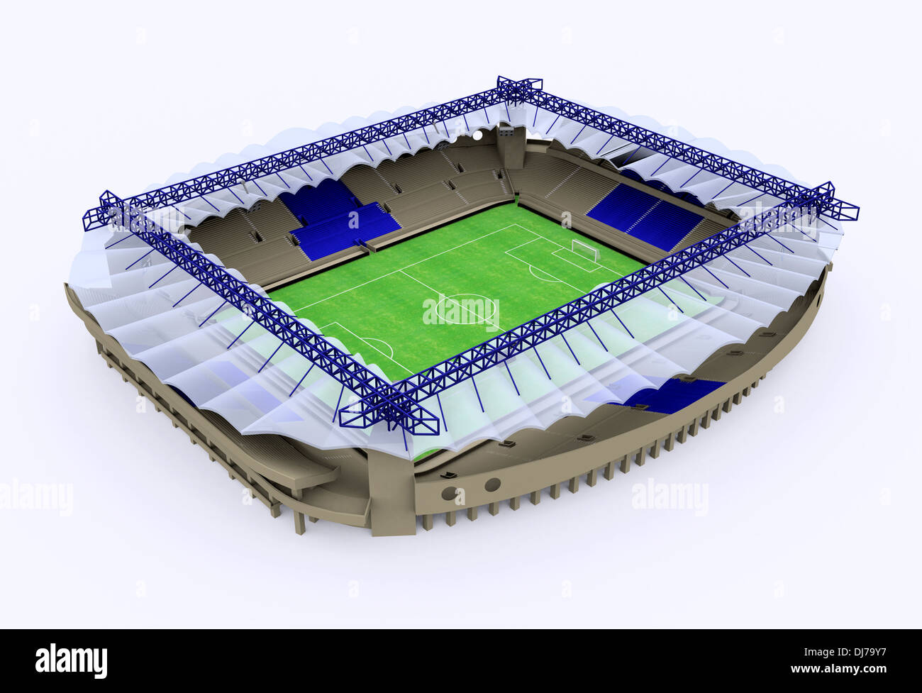 Stadio di calcio su sfondo bianco (Computer immagine generata) Foto Stock