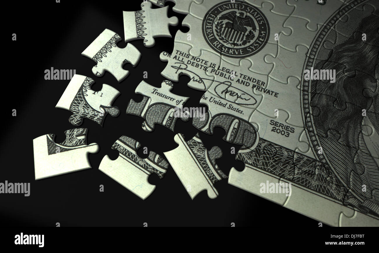 Dollaro incompleta Puzzle (alta risoluzione computer immagine generata) Foto Stock