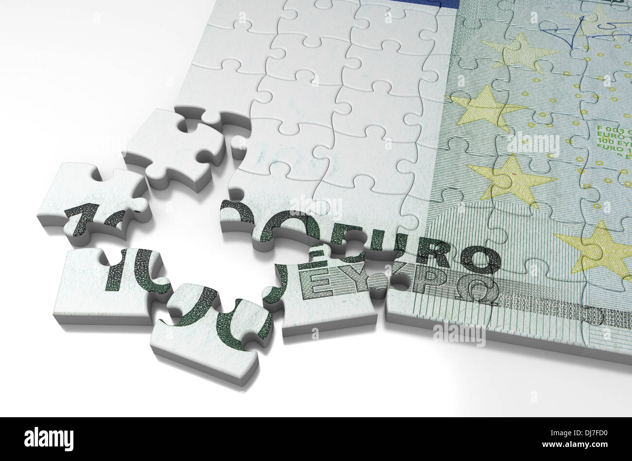 Euro incompleta Puzzle (alta risoluzione computer immagine generata) Foto Stock