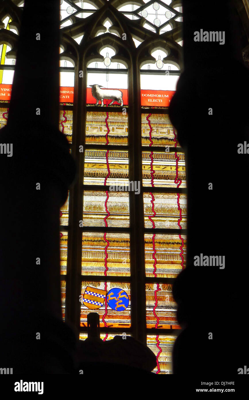 Agnello di Dio Vetrata, Cattedrale di San Bavone, Gand Foto Stock