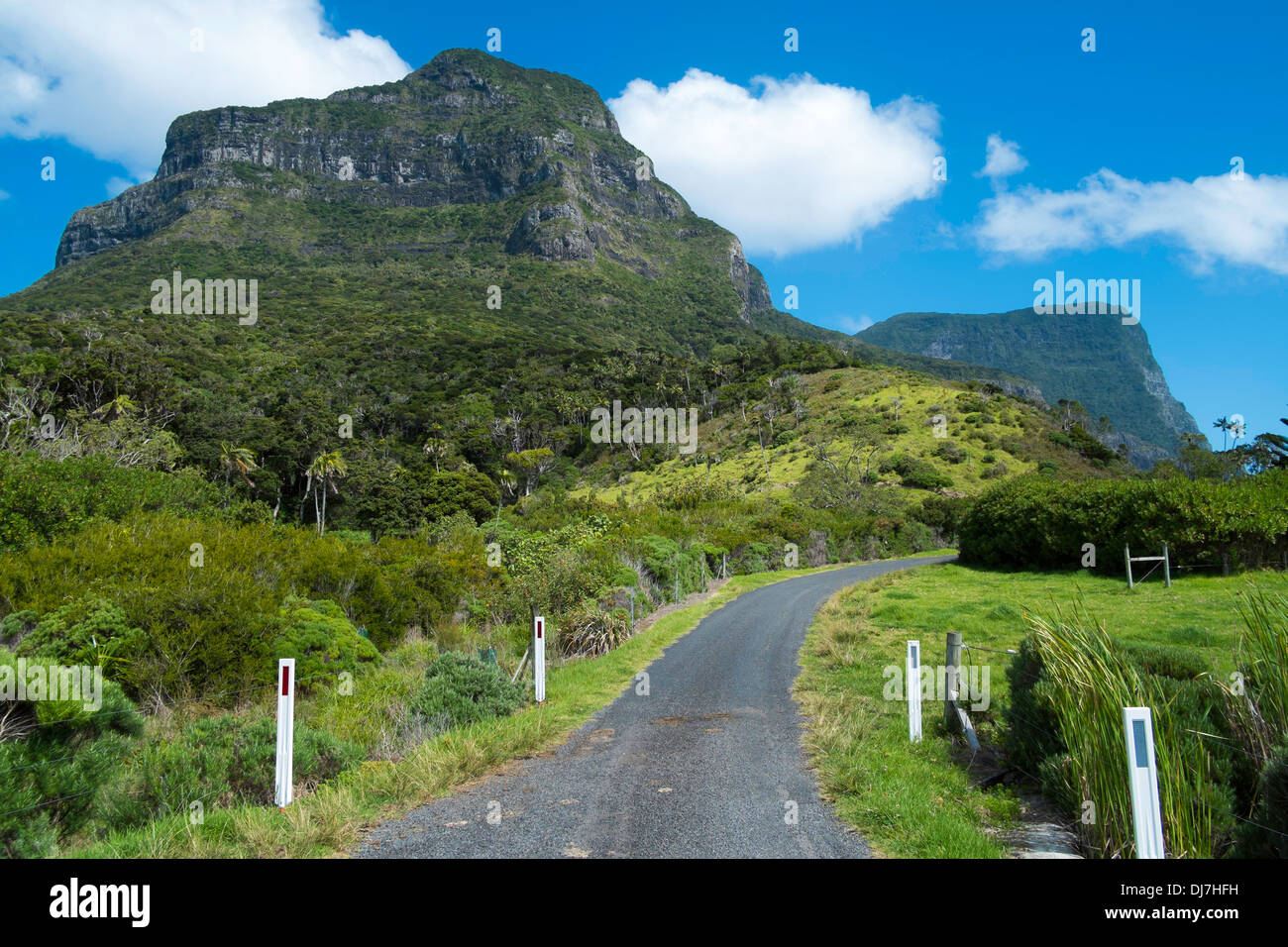 Vista del Monte Lidgbird e Monte Gower, Isola di Lord Howe, Australia Foto Stock