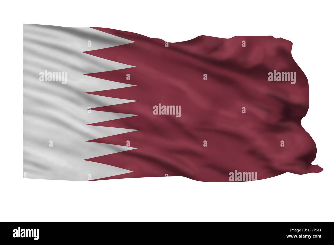 Bandiera del Qatar volare alto nel cielo. Foto Stock