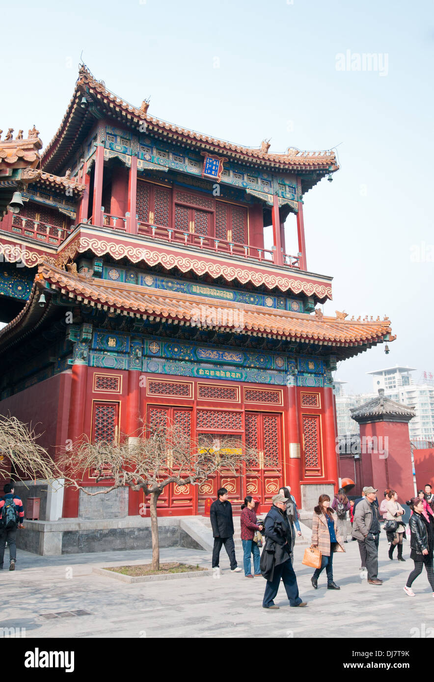 Yongkang ge Pavilion di Yonghe Tempio noto anche come Yonghe Lamasery o semplicemente il Tempio dei Lama a Pechino in Cina Foto Stock