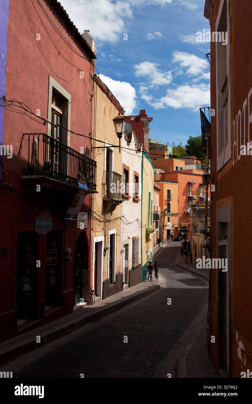 Positos Street nella città di Guanajuato, Messico Foto Stock
