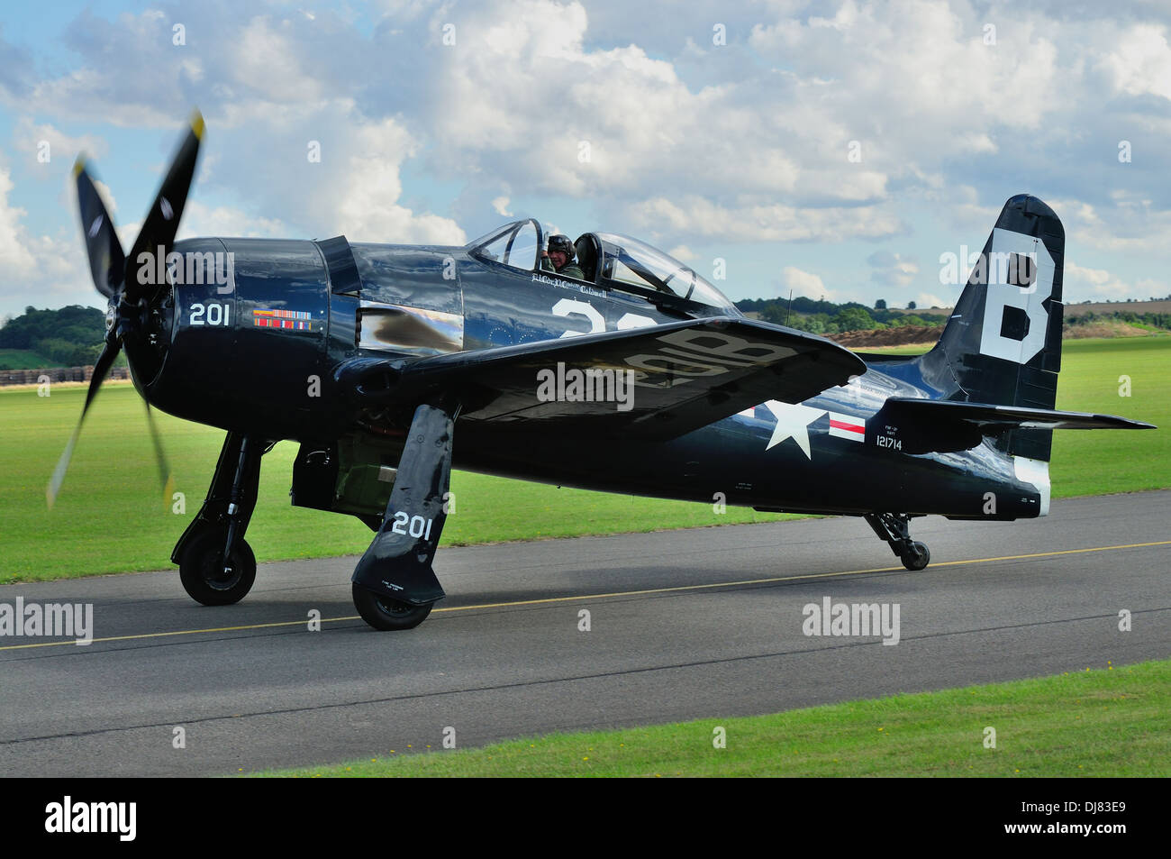 Il USAF Gruman F8F Bearcat WW2 da combattimento aereo sulla pista di Duxford Air show. UK,2013 Foto Stock