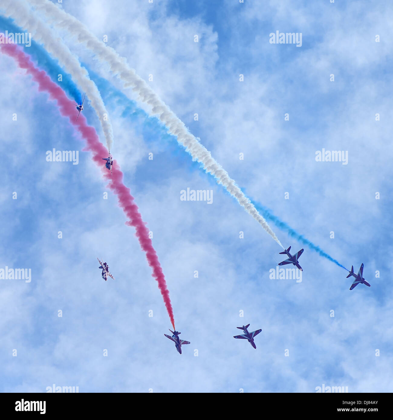 Le frecce rosse. Royal Air Force aerobatic team display battenti a Clacton Air Show,UK,2013 Foto Stock