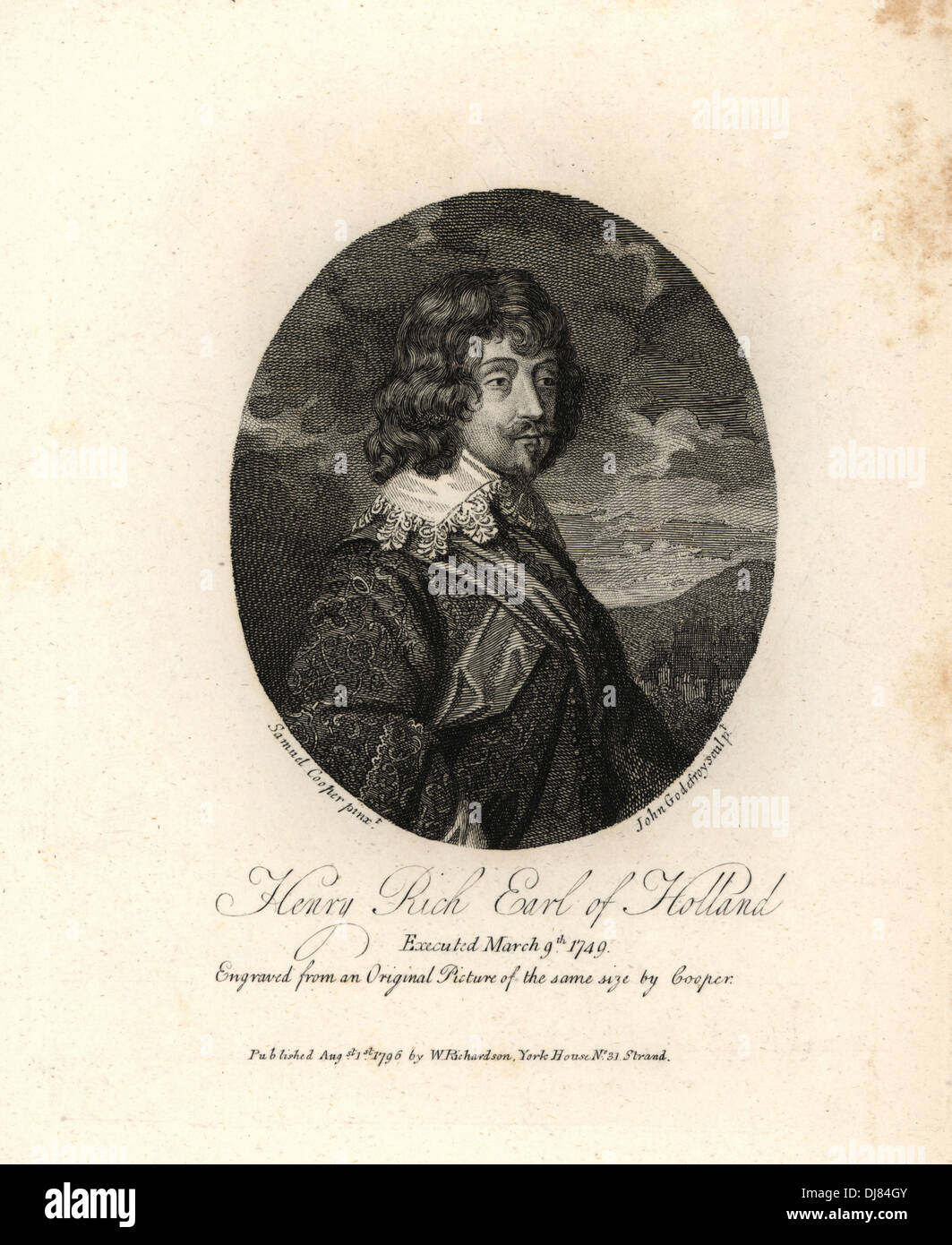 Henry ricca, Conte di Olanda, Royalist cavalier, eseguiti per tradimento del 9 marzo 1649. Foto Stock