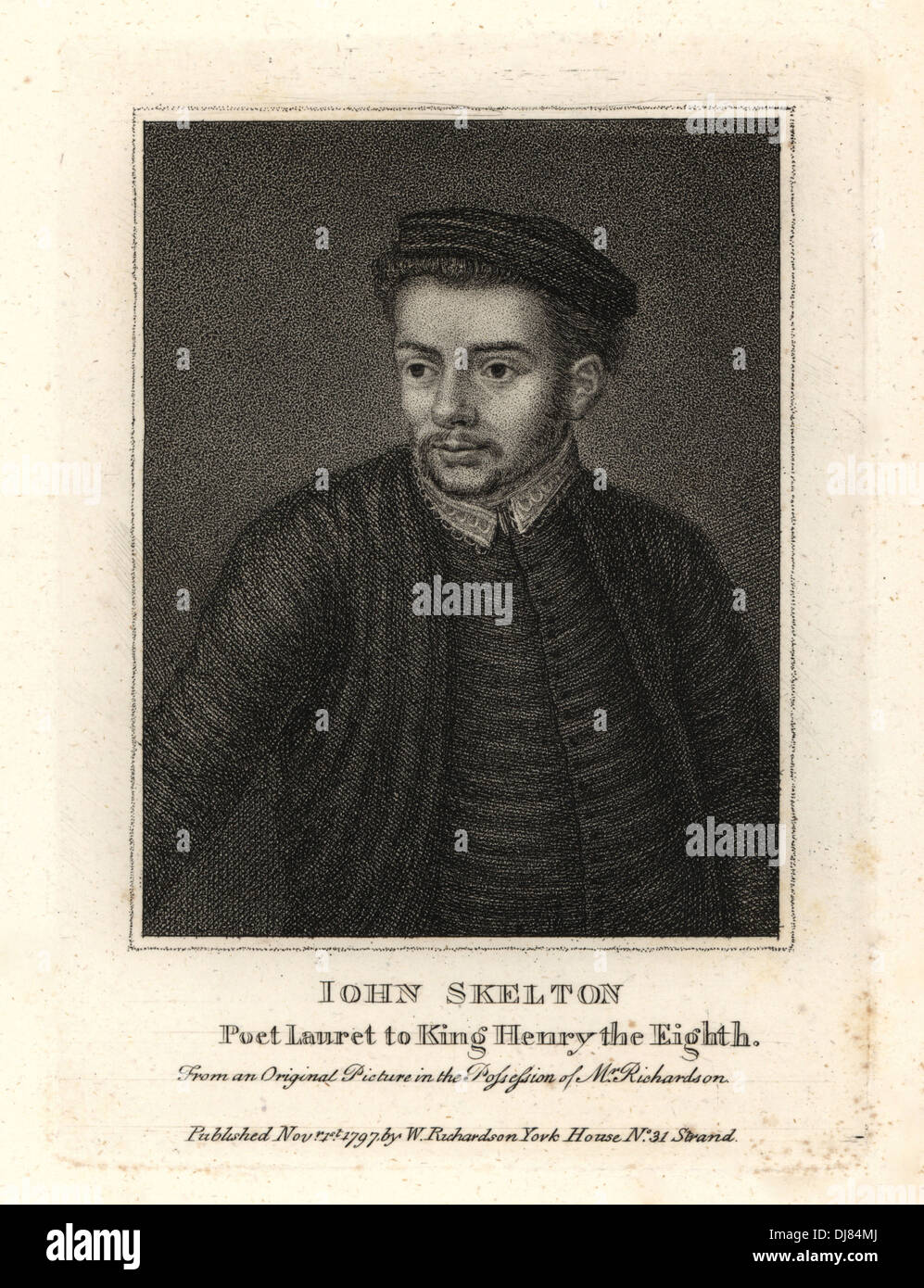 John Skelton, poeta laureato di re Enrico VIII. Foto Stock