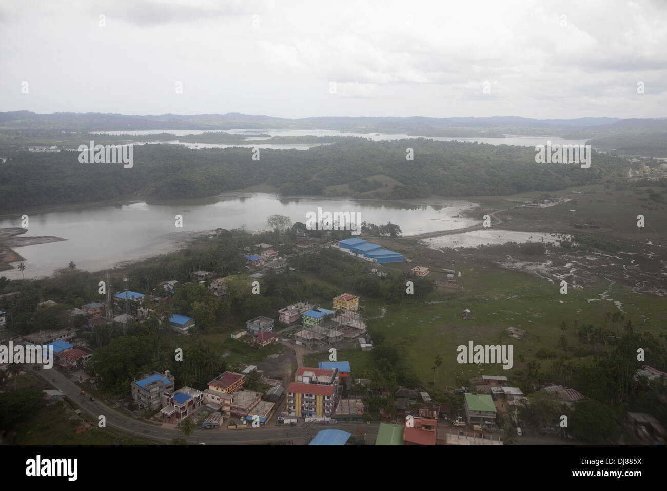 Vista aerea di una città, isola delle Andamane, India Foto Stock