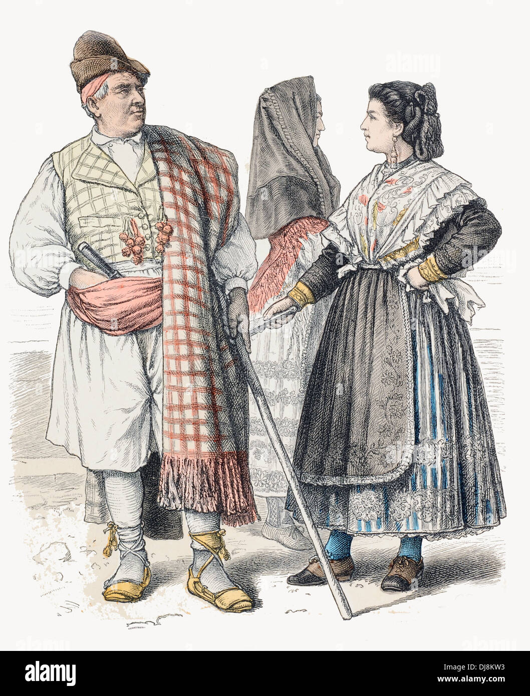Xix secolo XIX la Spagna abito tradizionale di Murcia Foto Stock