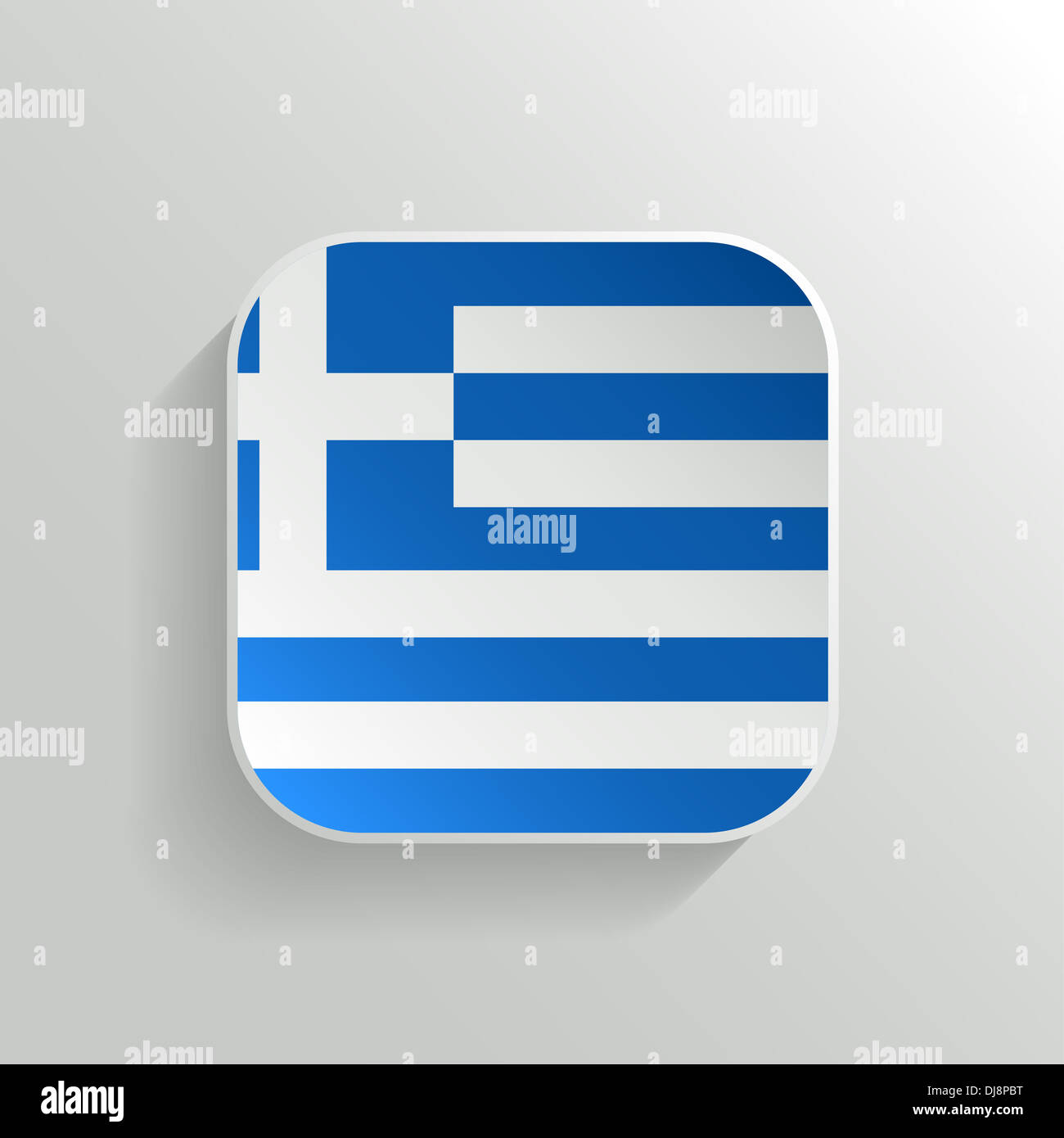 Pulsante - Grecia icona bandiera su sfondo bianco Foto Stock